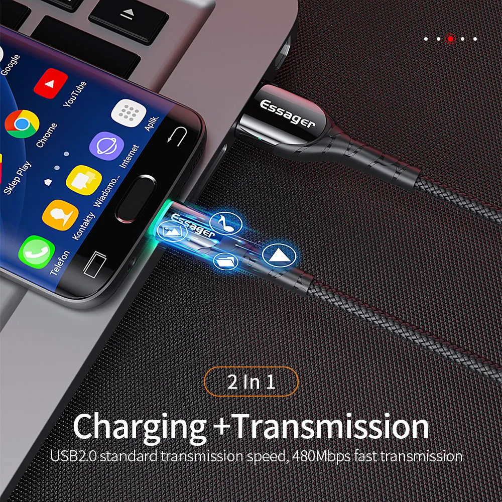 Кабель Micro USB Essager 3 А м 2 м|Кабели для мобильных телефонов| |