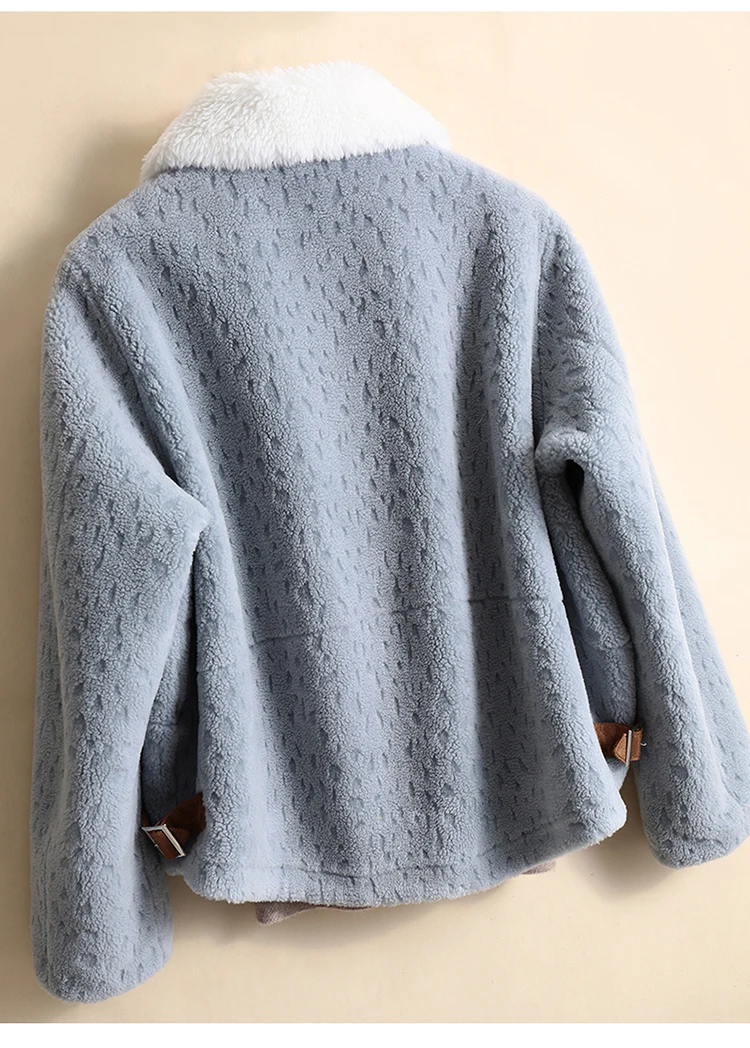 Пальто из искусственного меха зимнее бархатное Женское пальто на молнии с отворотом свободная однотонная короткая оторочка из овечьей шерсти Куртка женская шубка