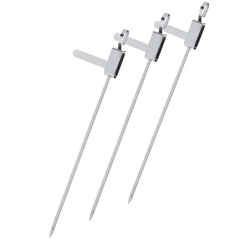 

Stainless Steel Kabob Skewers with Quick Release Handle Slider for Shish Kabob Reusable Flat Shish Kabob Sticks for Shrimp Meat