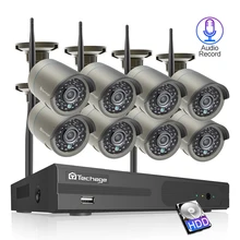 Techage 8CH 1080P система видеонаблюдения 2MP HD аудио Беспроводной NVR комплект наружного ночного видения IP Wifi камера система безопасности комплект наблюдения