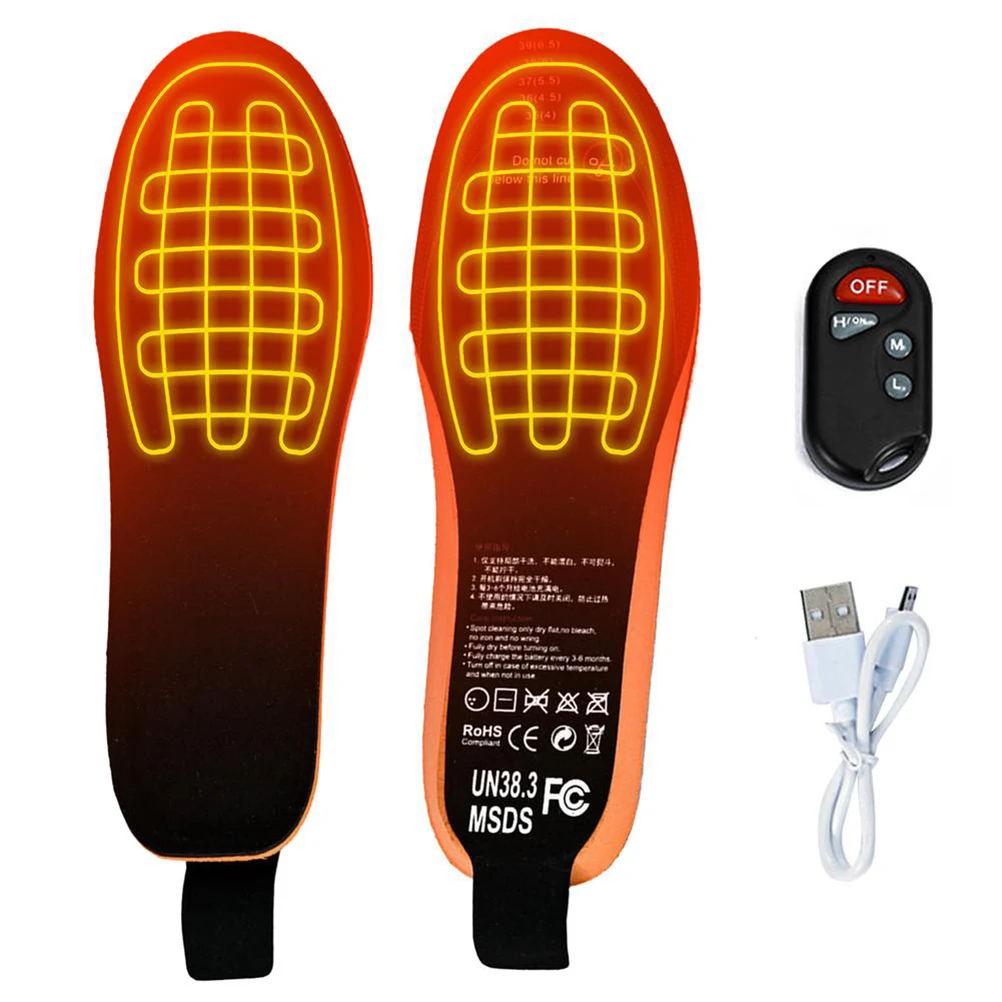 Electric Cuttable Insole Shoes Warmer USB Charge Remote Control Prevent Fatigue 