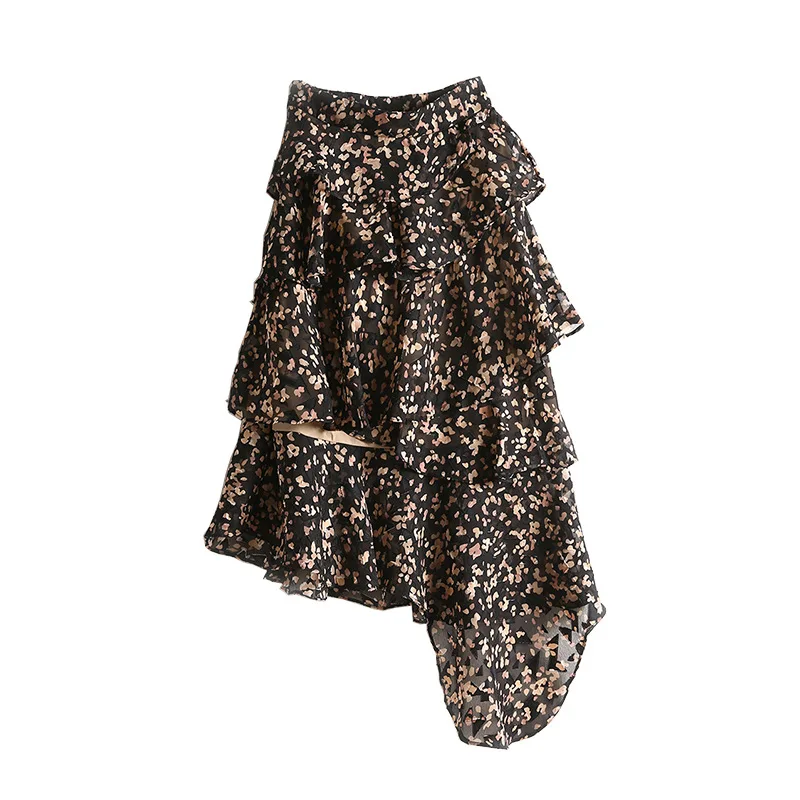 

A Generation of Irregular Flounced Joint Floral-Print High-waisted A- line Skirt Women's Entity