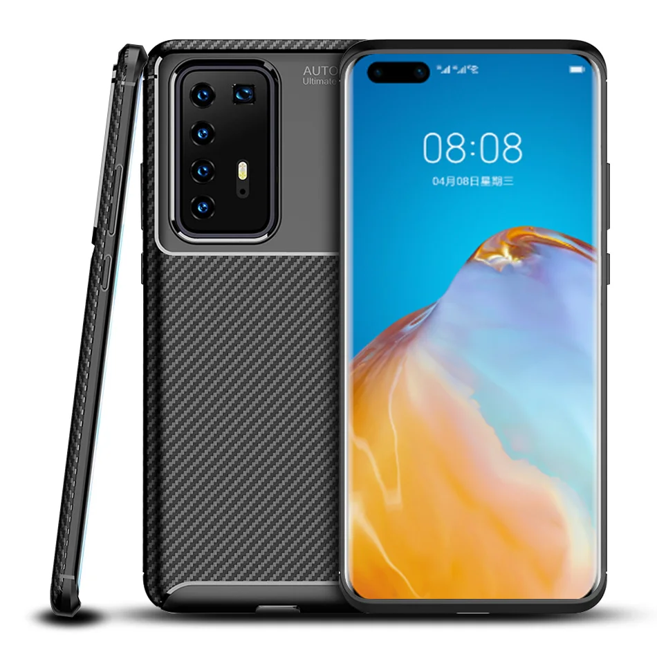 Чехол для huawei p40 pro силиконовый чехол из углеродного волокна телефона lite p 40 light