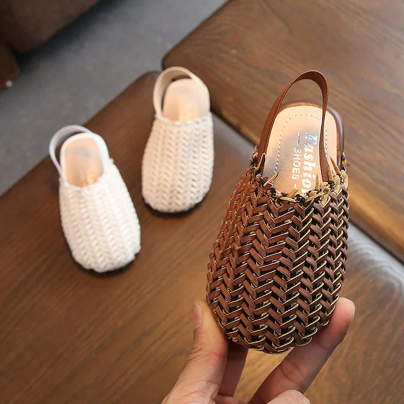 

2019 Summer New Style Children Weaving Sandals INS Super Fire Girls Closed-toe Sandals Korean-style Breathable Princess Shoes