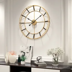 Horloge murale minimaliste en fer 50/60cm, décoration de salon, design moderne, mécanisme d'horloge d'art mural 