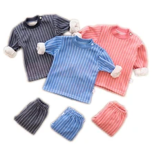 Коллекция года, зимние детские пижамные комплекты теплые пижамы для мальчиков, утолщенная бархатная одежда для сна для девочек детское термобелье для детей возрастом от 2 до 10 лет
