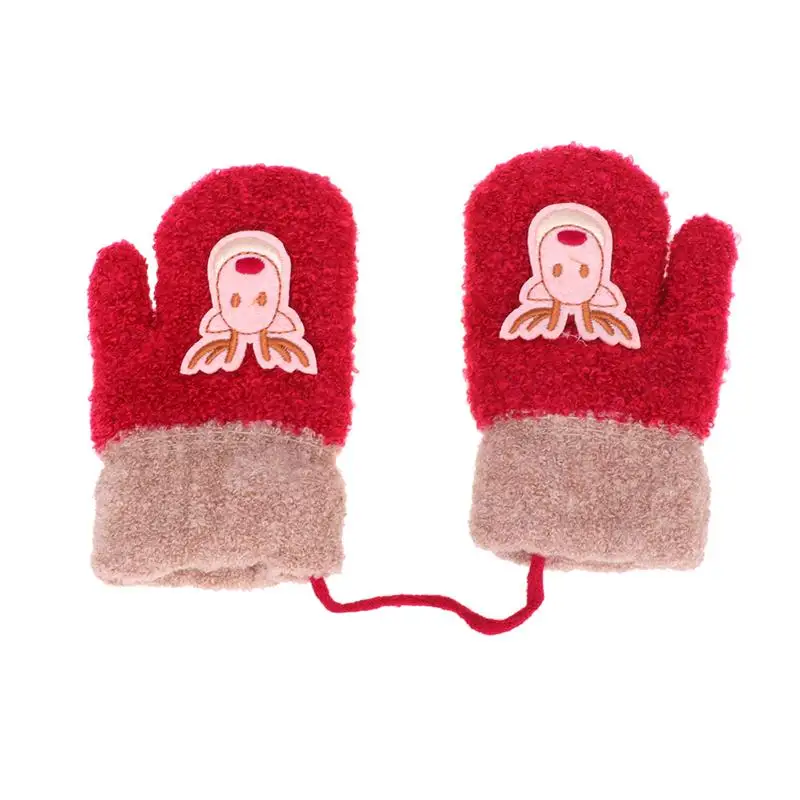 1 пара рождественских теплых зимних перчаток с рисунком оленя, милые рукавицы с полным покрытием для детей(костюм для девочек 2-5 лет - Цвет: Красный