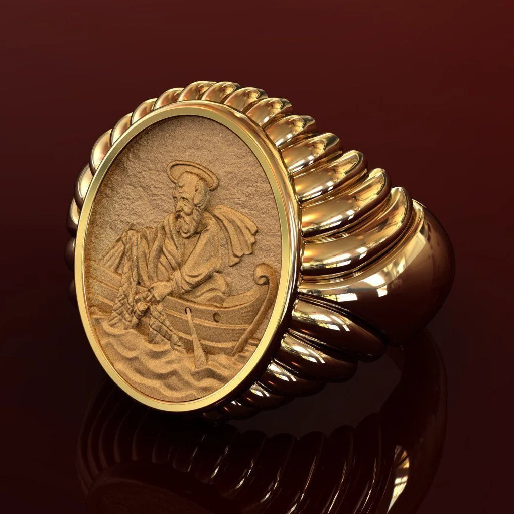 Gold Pope Fisherman’s Ring – Classic Religious Band for Men & Women 1