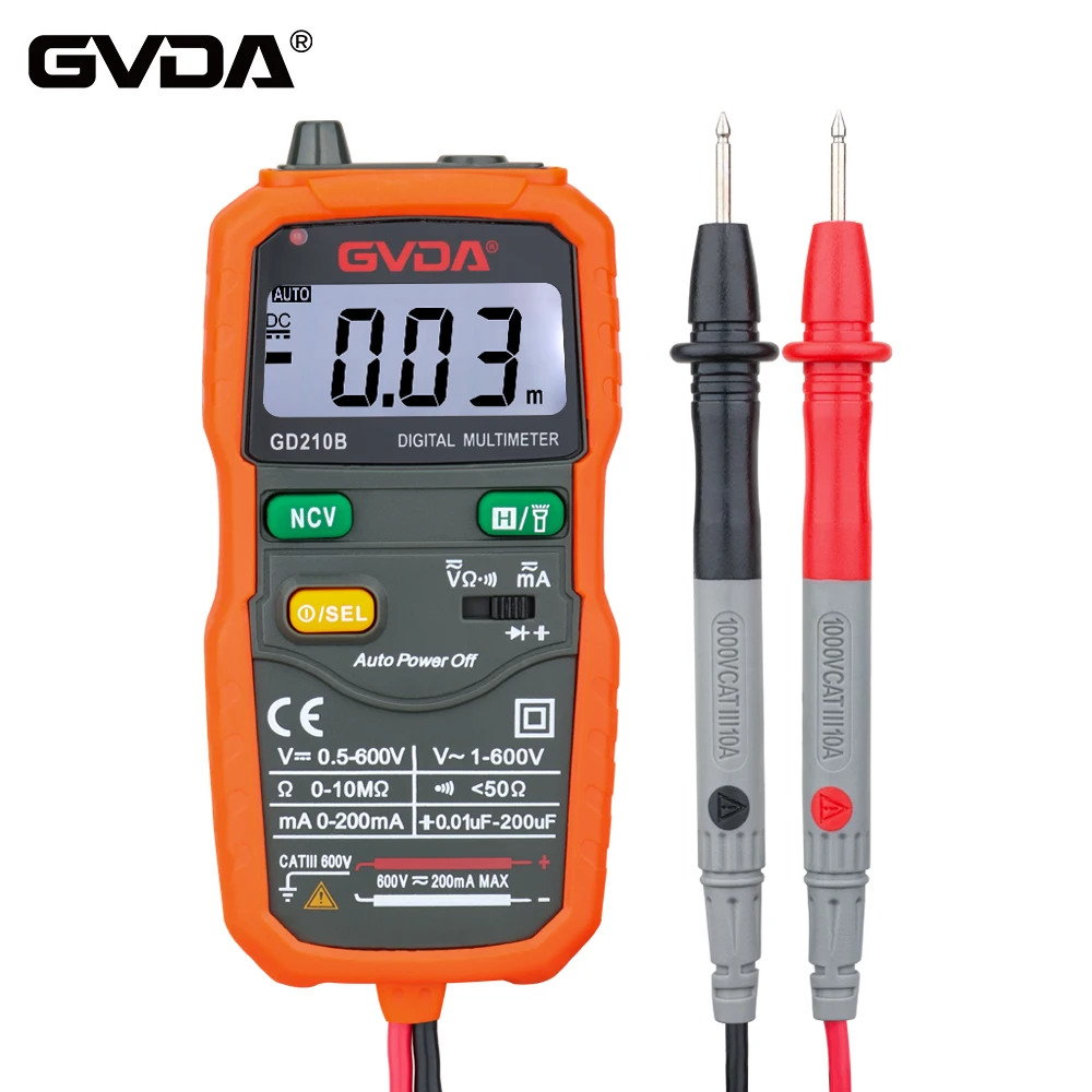 Gvda Ncv Digital Multimeter 6000 Counts Auto Range Multimetro Tester Ac