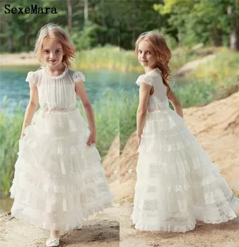 

Flower Girls Dresses Ivory White First Communion Dresses Communion Party Prom Princess Pageant Gown Kids Clothes Size 2-16Years