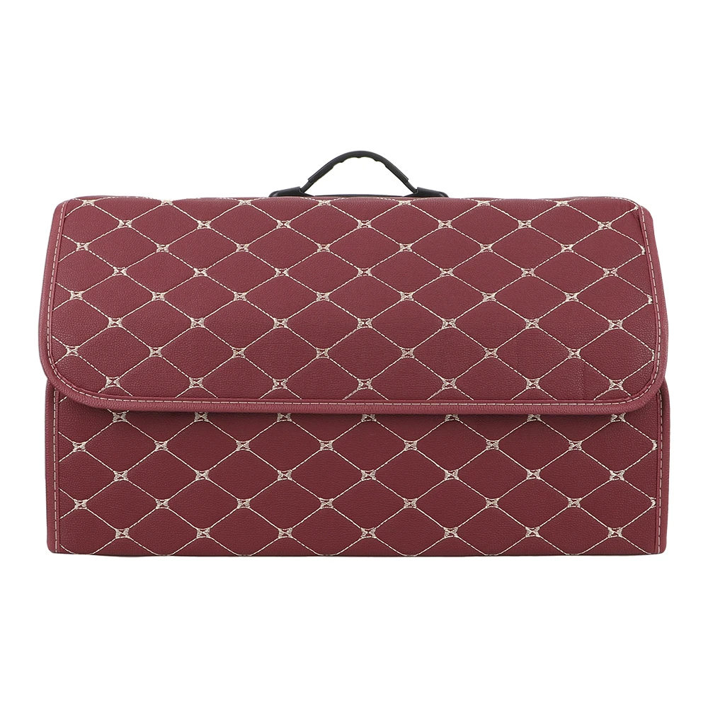 Wine Red LEEPEE автомобильный органайзер для багажника, коробка для хранения больших грузов, автомобильные аксессуары из искусственной кожи, складная сумка для хранения для автомобиля, внедорожника - Название цвета: Wine Red