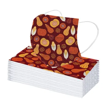 

Disposable Unisex Mask Fall Pumpkin Printed Thanksgiving Soft Masks Adults 3-layer Meltblown Cloth Mouth Masks Mascarillas