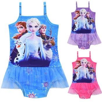 

New 2020 Baby Gir Swimwear Anna Elsa Summer Bikini Cartoon Pattern Swimwear For Girls Bikini Bodysuit Children Clothing For Girl