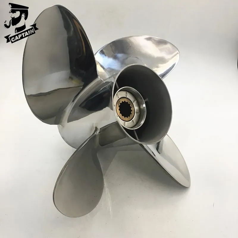 Captain Propeller 13x19 Fit 4 Blade Yamaha Outboard Engines F75 80HP 85HP  90HP F90  F100  Stainless Steel 15 Tooth Spline LH outboard propeller for yamaha 50hp 60hp 70hp 75hp 80hp 85hp 14 x11 boat aluminum alloy screw 3 blade 15 spline marine engine