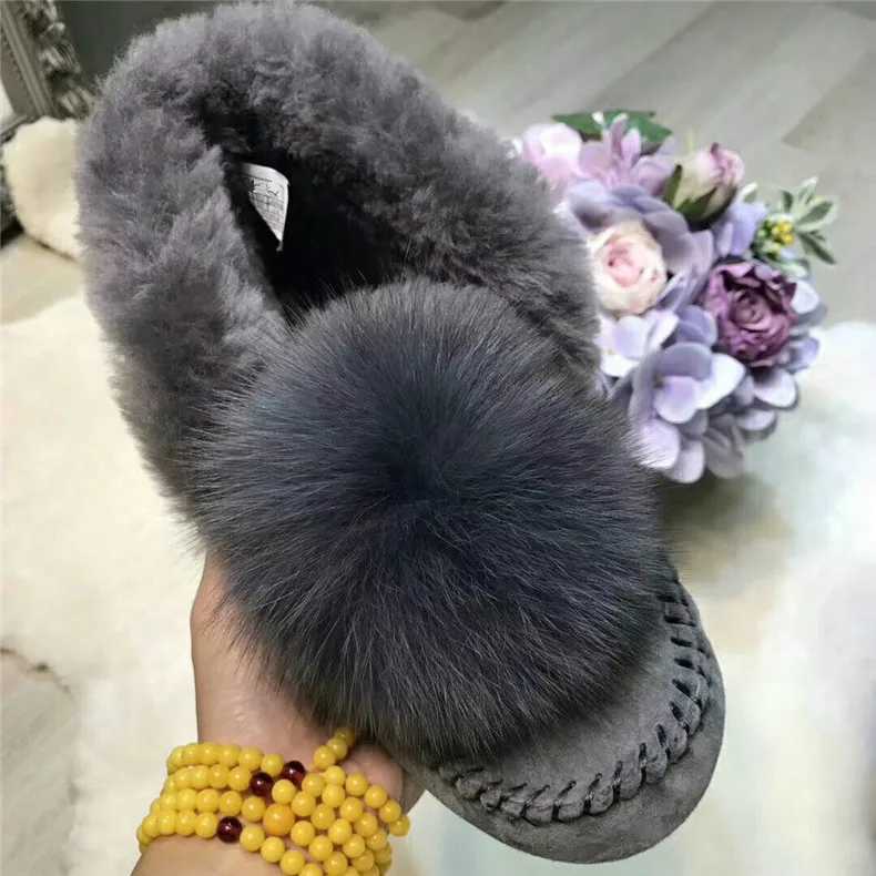 New Warm Natural Fur Women Snow Boots Real Wool Winter Boots Non-slip Rubber Soles Ankle Boots Fashion Female Casual Shoes
