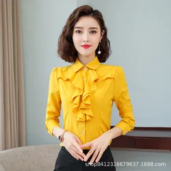 Blusas femininas chiffon moda coreana, blusas femininas para escritório, camisa e blusa largas plus size xxxl/5xl para mulheres