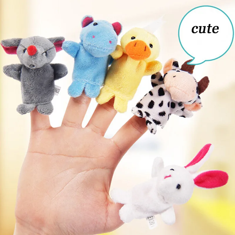 

10Pcs Cute Cartoon Biological Animal Finger Puppets Cloth Doll Baby Educational Hand Animal Plush Toy for kids Christmas Gift