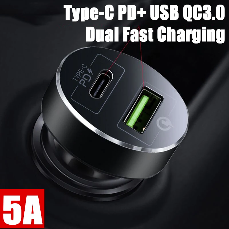 Type-C PD QC 3 0 36W USB Автомобильное зарядное устройство мини Быстрая зарядка
