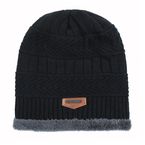black Xlamulu Men's Winter hat Skullies Beanies Women Knitted Hat Winter Hats For Men Warm Beanie Gorros Bonnet Caps Famale Winter Cap - Цвет: black