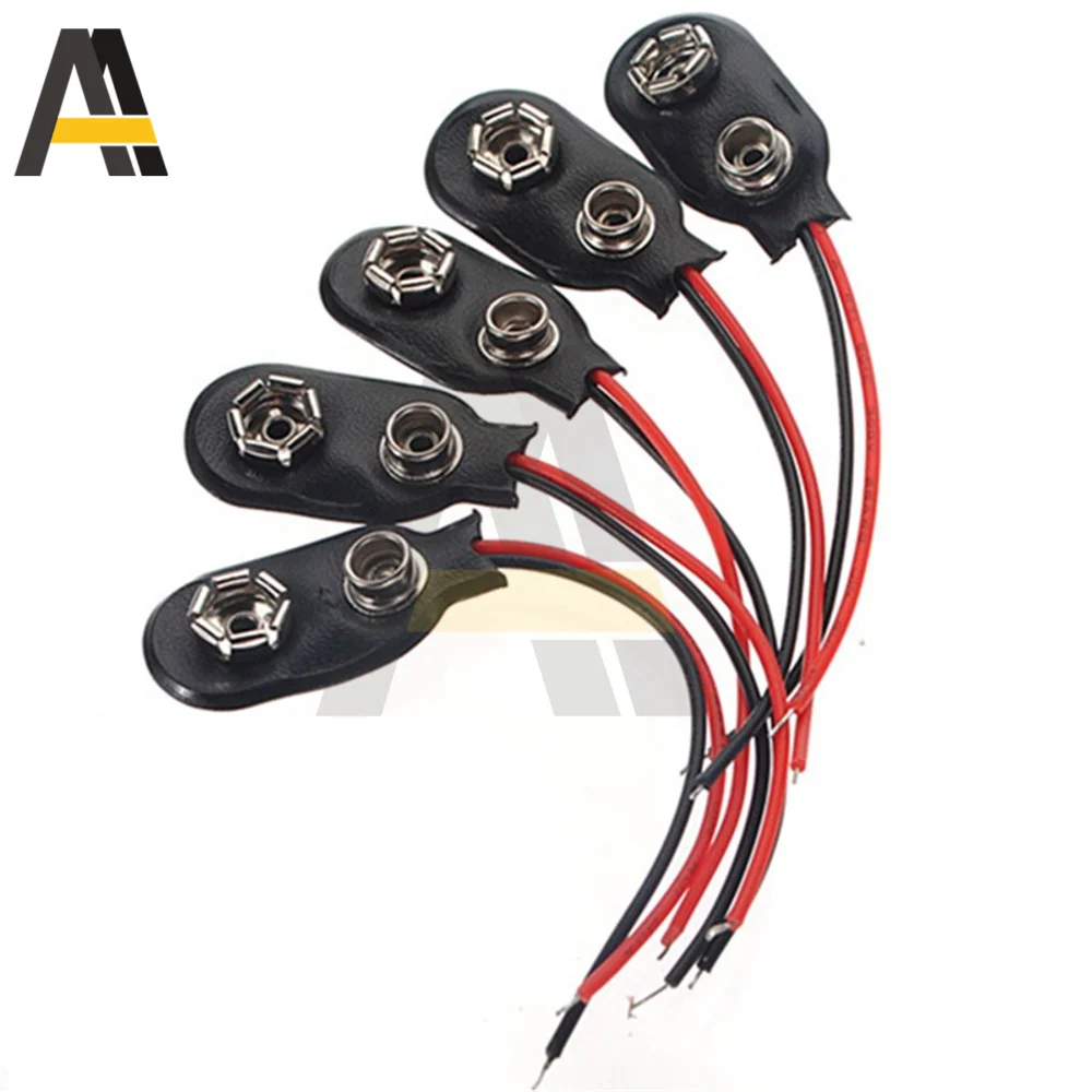 Uxcell 9V Battery Buckle Clip Holder - T-Type Connector, 2 Pcs With 15cm Leads - View #2