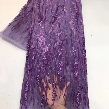 

african french handmade beads lace fabric high quality latest embroidery tulle mesh lace for african party dress