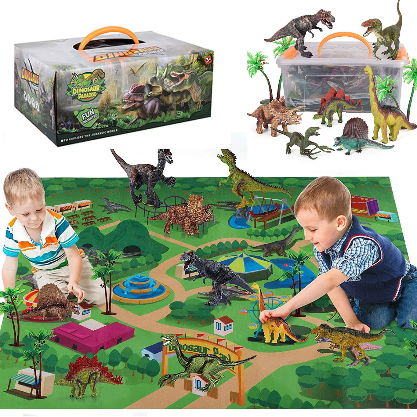 

New Dinosaur Toy Figure Baby Activity Play Mat Trees Realistic Dinosaur Playset Dinosaur World Playmat Kids Gifts for Boys Girls