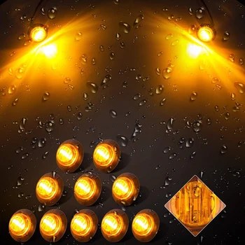 

10X 12V 3/4inch Small Round Amber LED Truck Side Marker Lights Lamps Waterproof