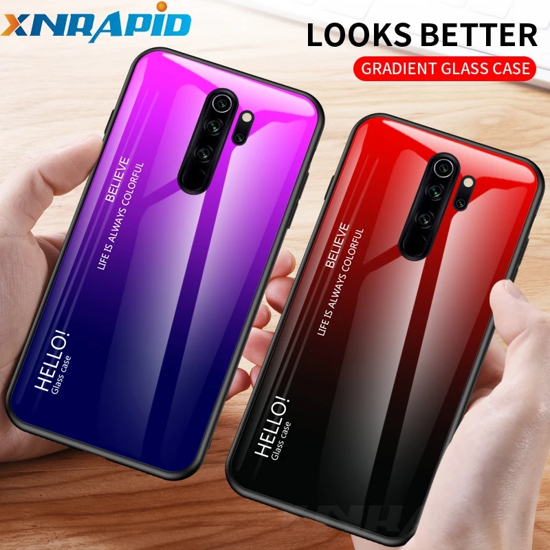 

For Xiaomi Redmi Note 8 Pro Case Luxury Hard Tempered Glass Gradient Protective Back Cover case For xiaomi redmi note 8 Case