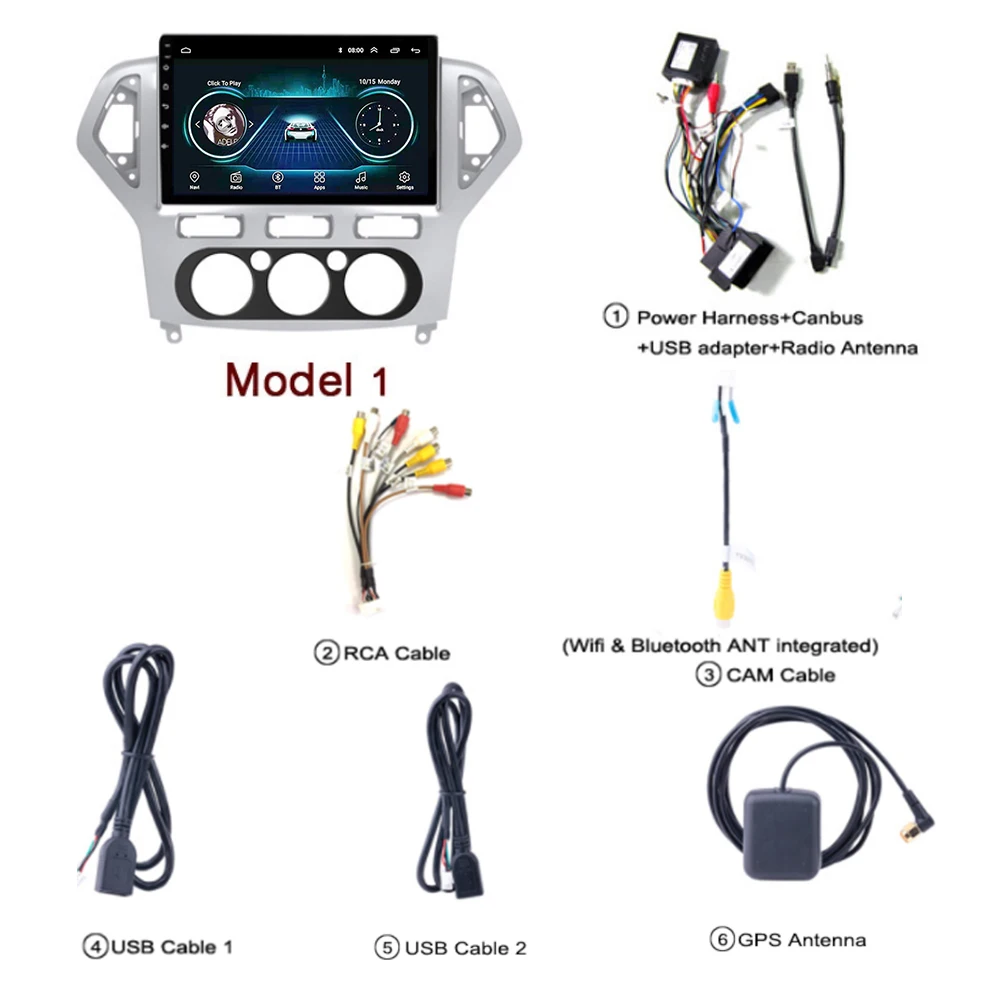 Автомобильный радиоприемник для Ford Mondeo 2007-2013 10 дюймов gps навигация Мультимедиа Видео Сенсорное Зеркало Ссылка - Цвет: Model 1