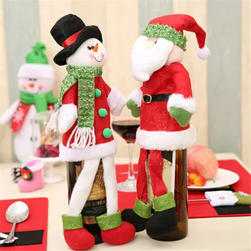 

Christmas Bottle Set Fancy Santa Claus Outfit Christmas Wine Bottle Bag Cover Xmas Table Decor 45X12cm