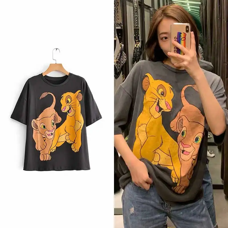 Женская футболка Новая модная летняя женская футболка с коротким рукавом и принтом Дамбо из мультфильма Харадзюку свободная одежда футболка размера плюс