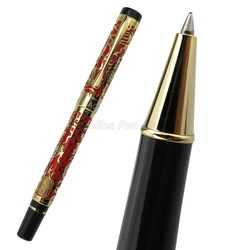 Jinhao – stylo à bille et à bille en métal, accessoire de papeterie professionnel pour écrire, à la Texture d'un Dragon sculpté, avec baril rouge et garniture dorée, 5000 