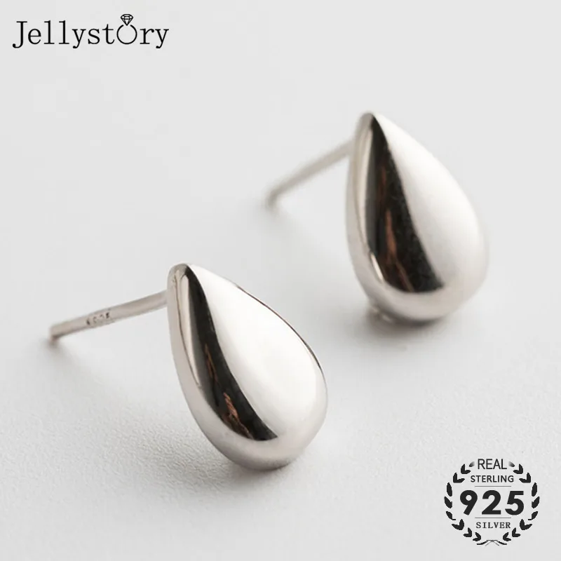 Модные серебряные серьги гвоздики Jellystory 925 пробы минималистичные в форме капли