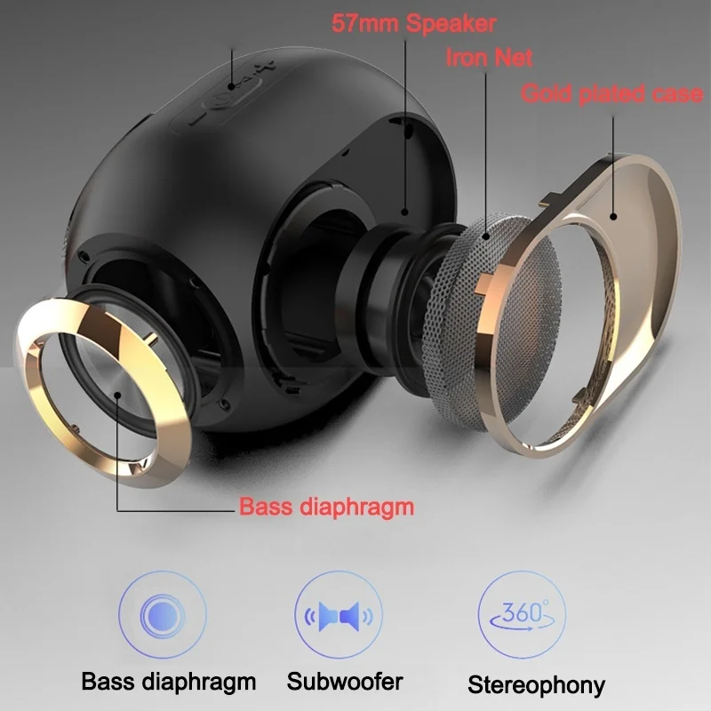 TWS портативный супер бас беспроводной Bluetooth динамик Hifi сабвуфер Саундбар динамик Поддержка TF карта Mp3 плеер