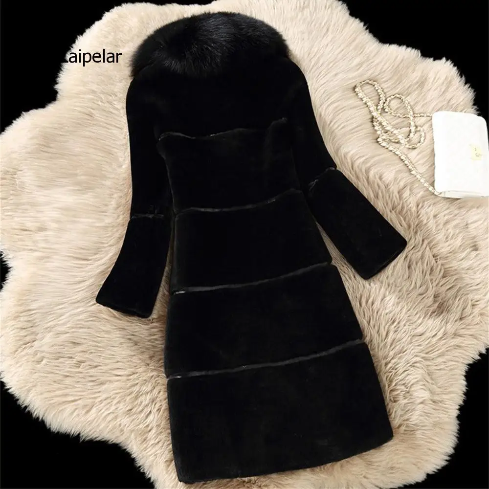 Luxury Faux Fur Coats Large Size 5Xl Women Winter Thick Long Jacket New Fashion Women Fake Fox Outerwear