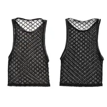 Мужской сексуальный полупрозрачный жилет ночное белье вечерние Косплей Прозрачные топы без рукавов Мужская нижняя рубашка тонкий эластичный мягкий жилет