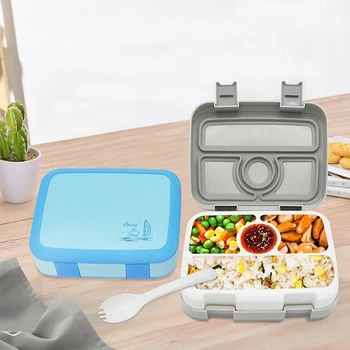 

Food Container Lunch Box For Kids Picnic School Square Microwavable Leakproof with Compartments Spa Free
