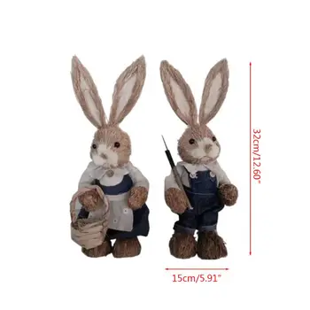 

Cute Straw Rabbit Bunny Easter Decorations Holiday Home Garden Wedding Ornament H4GD