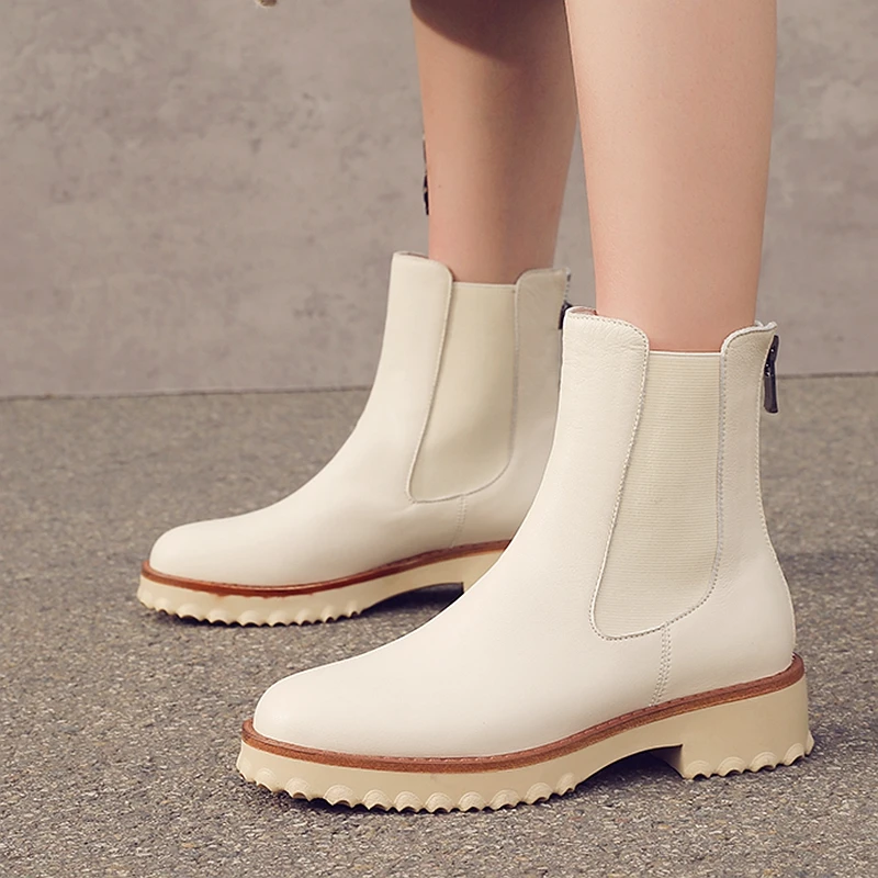 

Snow Boots Women Winter Warm Genuine Leather Thick bottom flat heel Women Shoes Fashion Ankle Boot Female Comfort Casual Shoes