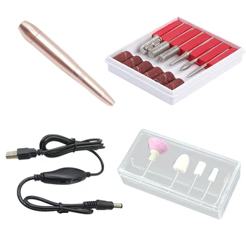 

Portable Electric Nail Drill Machine Pen Nail Nursing Kit Pedicure Manicure Polish Handle Machine Kit-Champagne Gold