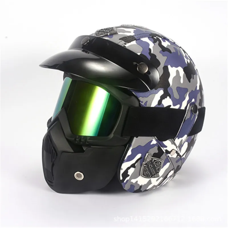 Ретро-шлем мотоциклетный шлем Чоппер Casco с очками винтажный шлем с открытым лицом шлем мотоциклетные шлемы Motocicleta DOT