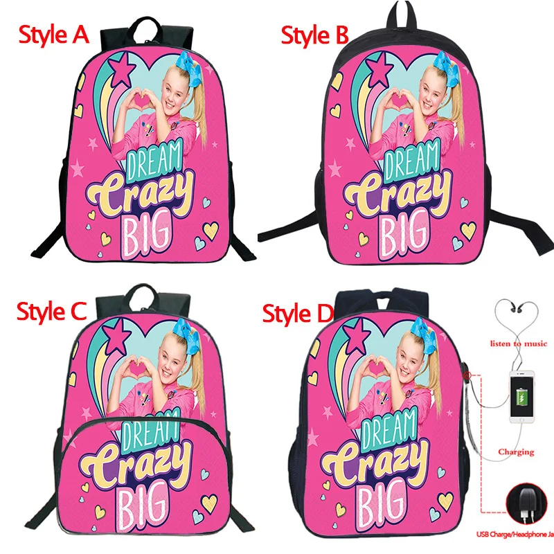 Jojo Siwa рюкзак 4 стиля USB зарядка ученические рюкзаки школьные сумки большой емкости красивый рюкзак для школы
