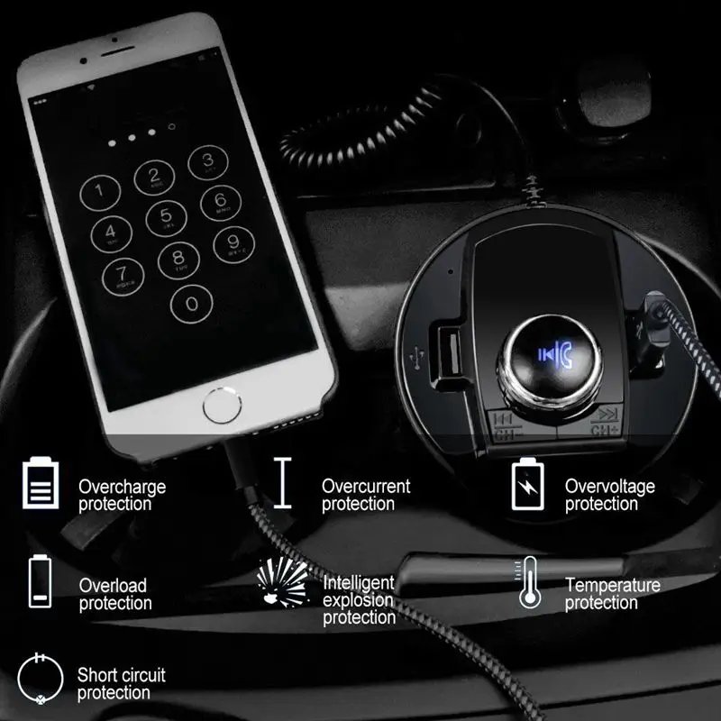 Беспроводной Bluetooth fm-передатчик MP3 USB автомобильное радио Aux bluetooth-адаптер, приемник для автомобильного телефона iPhone зарядка Hands-Free Ca