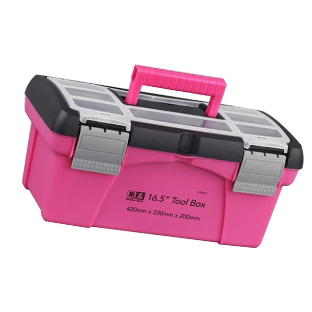 10 12.5 Inch Portable Tool Box Plastic Storage Pink Lady Women Inner Layer  Toolbox for Tool