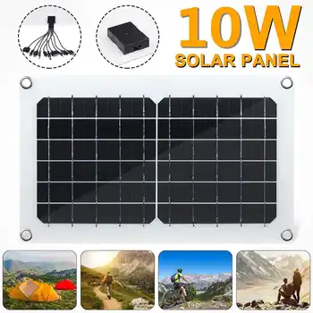 

Hot 10W 6V Solar Panel USB Solar Mobile Power Camping Charger Board Monocrystalline Outdoor with One to Ten Data Cable