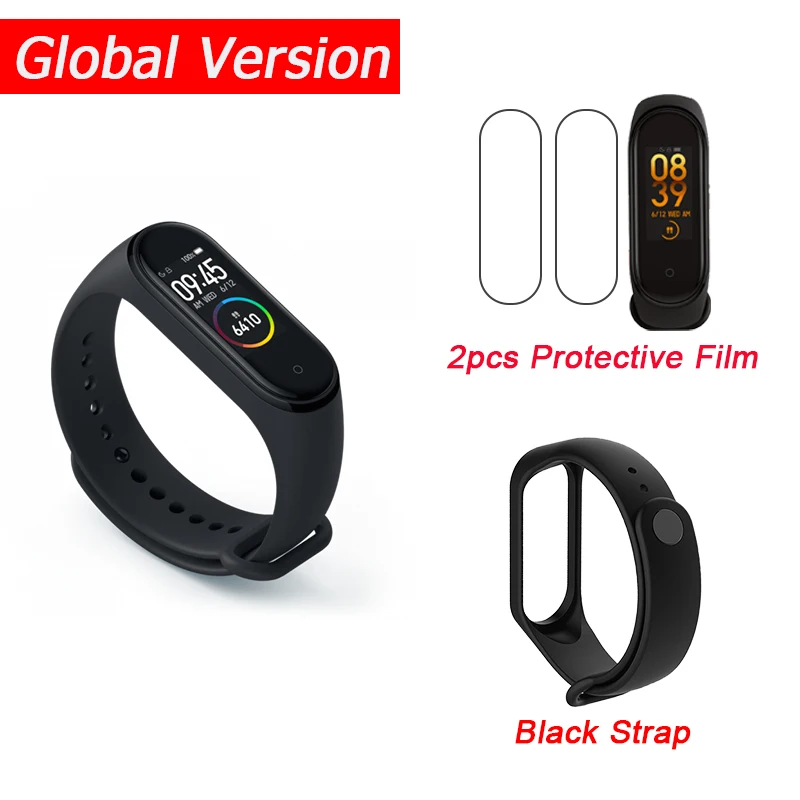 Global Add Black Xiaomi mi-браслет 4 Smart mi Band 4 0,9" AMOLED экран водонепроницаемый пульсометр фитнес 135 мАч 20 Bluetooth 5,0 50 атм - Цвет: Global Add Black