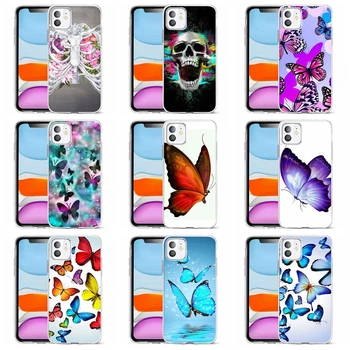 

Soft Phone Case For iPhone X XS XR Case Covers TPU Colorful Cute Butterfly Skull Pattern Case FundasFor iPhone6 7 8 XS Max M030