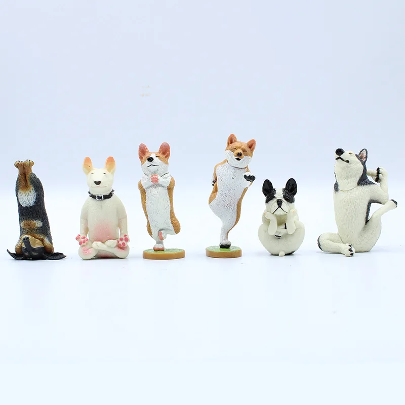 6 шт./компл. миниатюрные милые статуэтки для собак-йоги Сказочный Сад декоративные цветочные горшки домашняя фигурка декор с животными