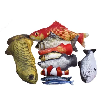 

Funny Cat Chew Squeak Fish Shape Toys Catnip Simulation Fish Mint Quack Squeaker Bite Ressitant Animal Shape Toys Hold Pillow