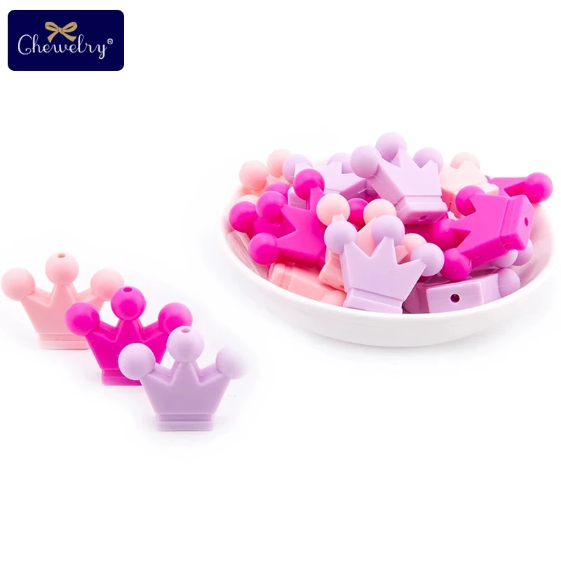 10PC Baby Silicone Teether Crown Silicone Beads For Pacifier Chain Chewing DIY Crafts Beads Necklace Pendant Kid Products Toys